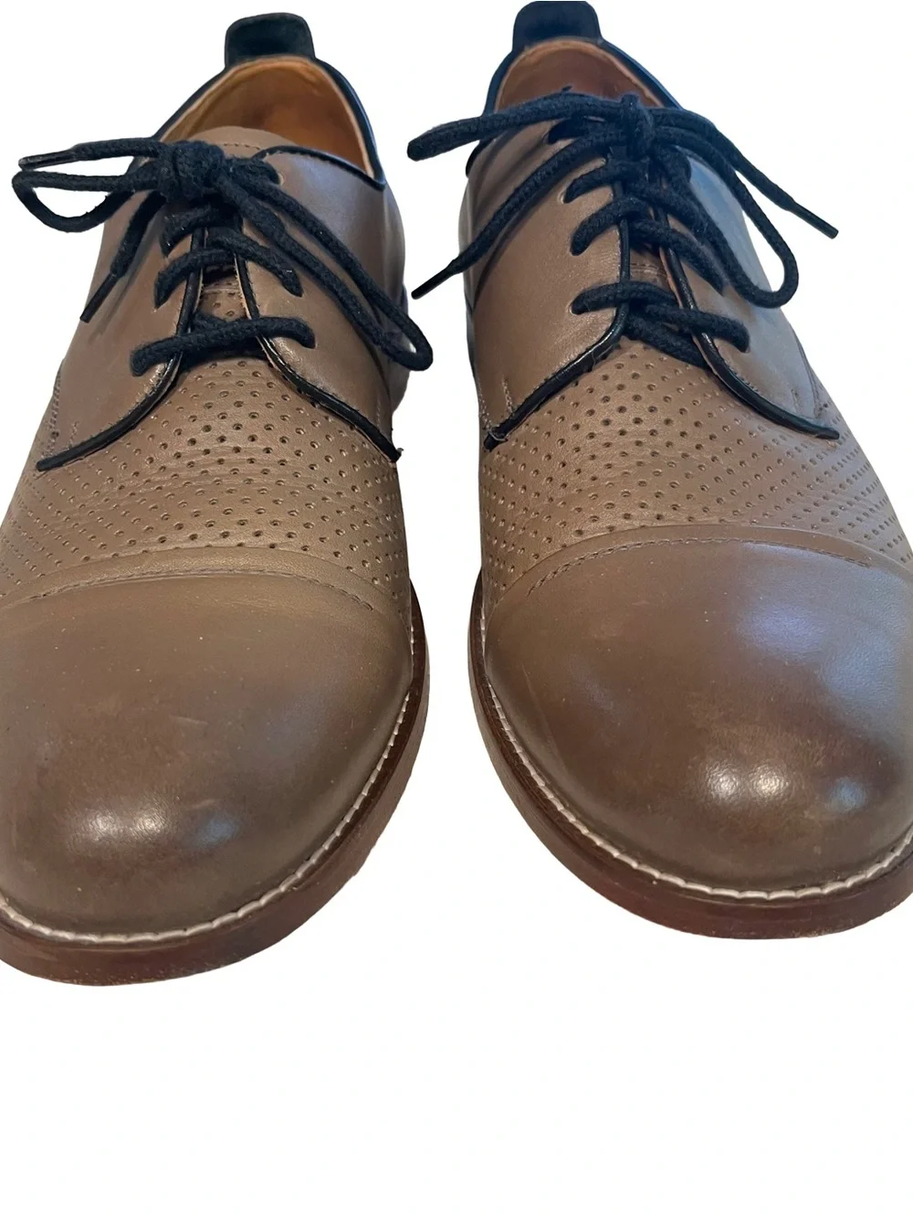 Penny Luck Dreamer Men's Gray Brown Sz 10 Leather Oxford Shoe EUC